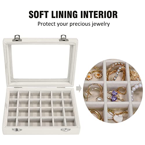 Vicoter Velvet Jewelry Box 24 Grid Jewelry Ring Display Organizer Box Tray - Image 3