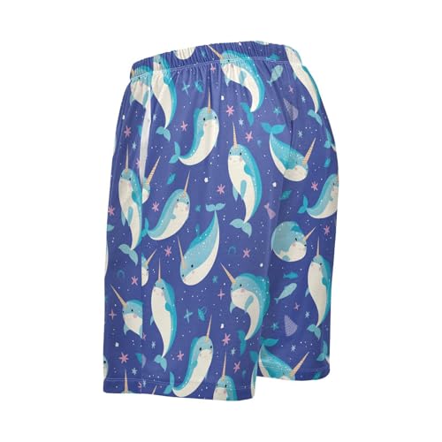 Vdsrup Mens Pajama Shorts Narwhals Sleep Shorts Men Stars Pajama Bottoms With Pockets Drawstring Lounge S4