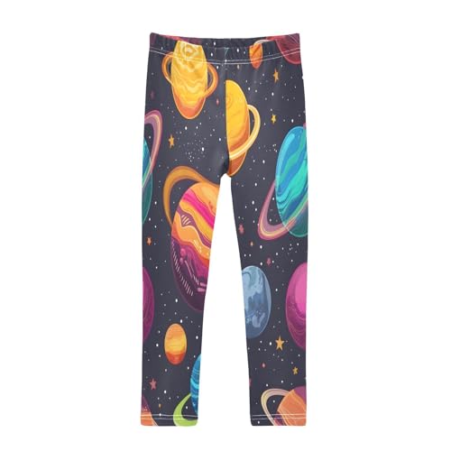 Bolaz Toddler Girls Leggings Printed Yoga Pants Leggings Blue Purple Yellow Planet for Kids