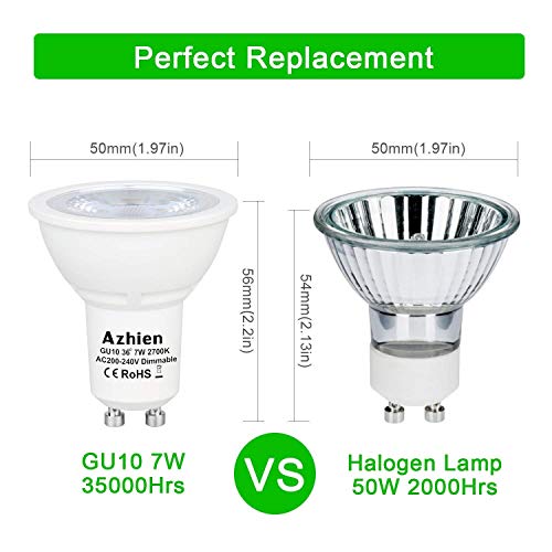 Azhien Lampadina LED GU10 7W Dimmerabile, Luce