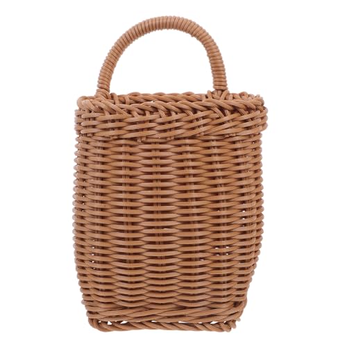 VERDANVERSE Cesta Colgante de Pared de Ratán Sintético Organizador Robusto para Frutas y Verduras Cesta Decorativa para Cocina y Salón Mediana Color Marrón