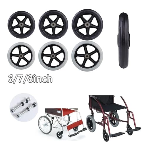 Roue en caoutchouc solide noire 6" roulette robuste pour fauteuil roulant