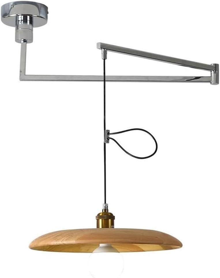 FZQSXAZU Décoration de Chambre d'enfant : Suspension Rustique en Bois, Bras articulé réglable, luminaire chromé de Style Industriel/Ferme Moderne du Milieu...