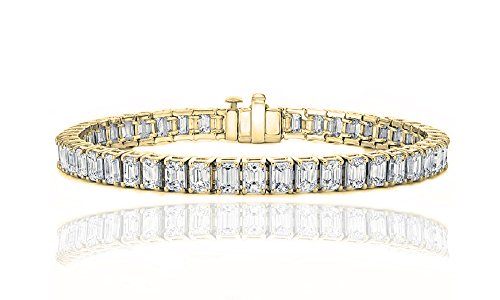 NYC Sterling Women's Gold Plated 6x4 Emerald Cut Cubic Zirconia Tennis Bracelet, 7.25 Inches