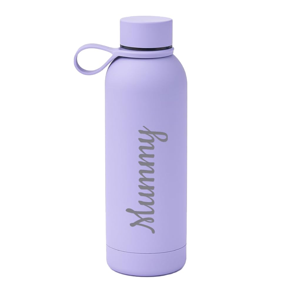 Engraved Personalised Water Bottle 500 ml, Lilac, Vacuum Flask