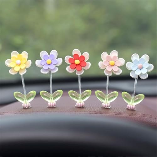 Image of Miniature Set for Home Decor, Deepawali Gift, Living Room, Figurines, Cake Decoration Items - Resin Car Dashboard Items (Multicolor) ((Circle Flower Miniature Set of 5))
