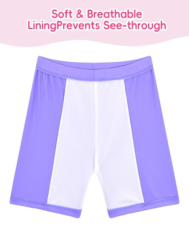 Image of Girl Swimsuits 2 Pieces Multicolor Short Sleeve Quick Dry Durable Rash Guard Set with Shorts