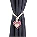Produktbild Moraphee 2 Stücke Vorhang Tiebacks Seil mit Magnetische Schnalle für Kinderzimmer Reine Baumwolle Holdbacks Fenster Vorhang Länge 55 cm-pink Heart