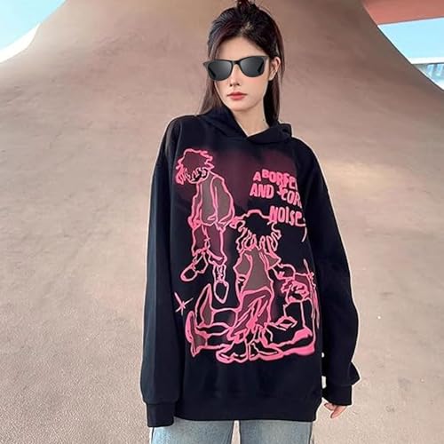 Women's Cartoon Graphic Oversized Hoodies Y2K Streetwear Casual Trendy Harajuku Pullover Sweatshirt For Men3