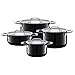 Produktbild Silit Zeno Black Topfset Induktion 4-teilig, Kochtopf Set mit Metalldeckel, Silargan Funktionskeramik, Induktions Töpfe Set nickelfrei, schwarz
