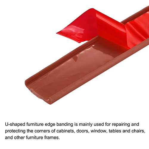 Image of uxcell U Shape Furniture Edge Banding, 2M Self Adhesive Flexible Edging Trim, 5x9mm TPE Edge Guards for Cabinets Furniture Repair Restoration, Brown