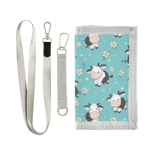 Wusikd Cows Daisy Kids Wallet for Boys Girls Cute Toddler Trifold Wallet Novelty Wallet for Teens Women Men