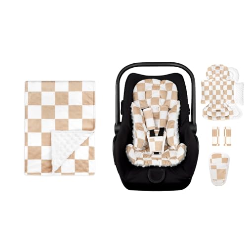 Cobija para bebé y insertos para asiento de auto marrón miniatura 1