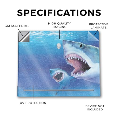 Image of Glossy Glitter Laptop Skin Compatible with Alienware X16 R2 (2024) - Great Whites - Premium 3M Vinyl Protective Wrap Decal Cover - Easy to Apply | Crafted in The USA by MightySkins