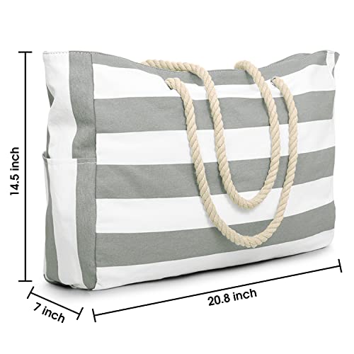 Bolsas de praia femininas, grande sacola de praia à prova d'água com zíper, bolsa de praia à prova