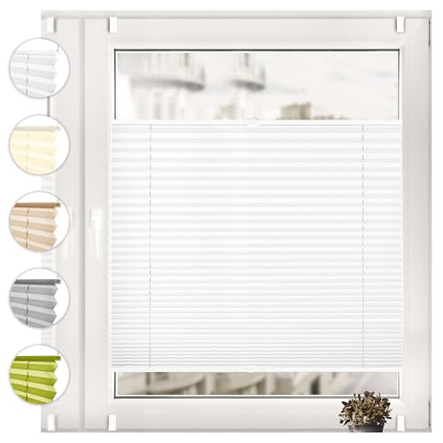 Sonello Estor Cortina plisada sin taladrar 60cm x 200cm blanco, cortina enrollable plisado cortina plisada para puerta y ventana persianas protección de la intimidad protección solar estores palisados