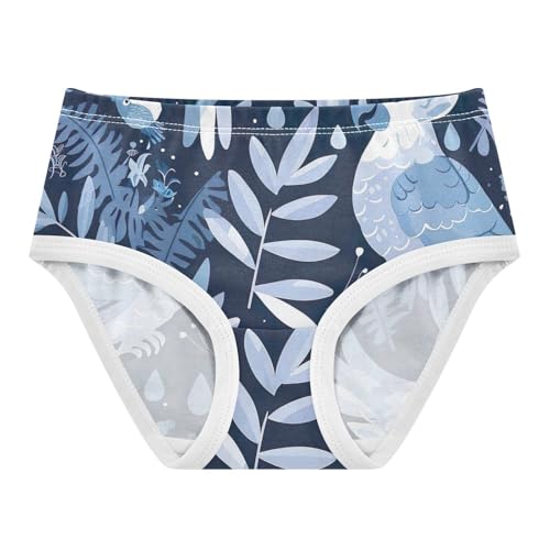 Girls Panties, Blue Cockatoos Toddler Girl Panties, Girls' Cotton Brief Underwear, 2T–8 Years