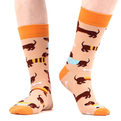 WeciBor Damen Lustige Bunte Socken, 6 Paar Mehrfarbig Dackel, Größe 35-38