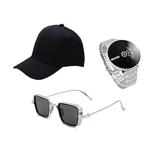 SELLORIA Boy’s Combo Pack of Analogue Stainless Steel Watch with Sunglass (Black)