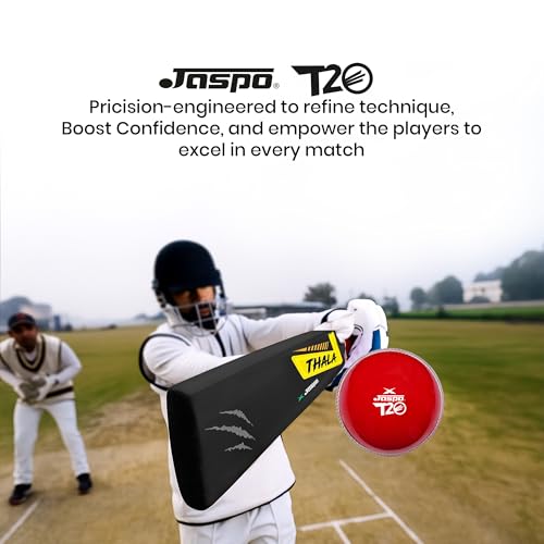 Image of Jaspo Thala Plastic Cricket Kit | 34 Inch Bat Specially Designed for Tennis Ball & Wind Ball | Durable Cricket Set for Kids, Beginners & Casual Play (Thala Bat with 2pc Ball)
