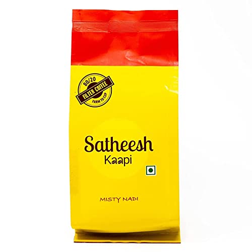 Satheesh Kaapi Misty Nadi Filter Coffee Powder South Indian Smooth Light Roast Coffee 80%, Chicory:20% (Pack of 1, 250g)