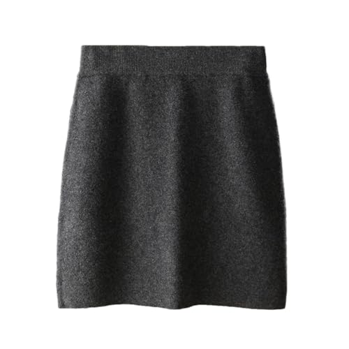 Women Winter 100 Percent Merino Wool Skirt Elastic Waist Mini Slim Fit Knitted Above Knee Skirts