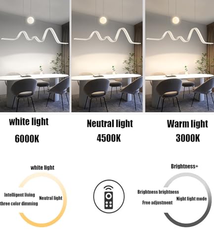 Lampe suspendue LED noire 110 cm variable avec télécommande pour cuisine - 7