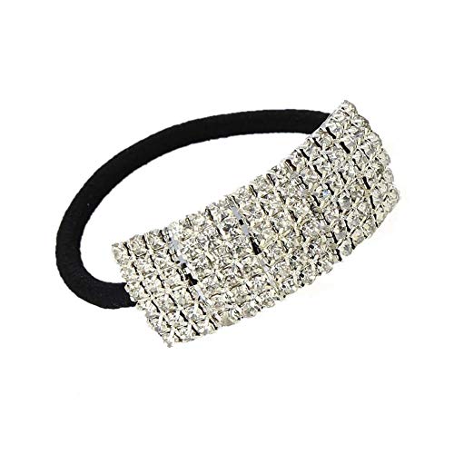 Xiwstar Fashion Bling Crystal Rhinestone Hair Ties Hair Bands Hair Ropes Hair Elastics Hair Circles Scrunchies Hair Accessories Headband For Women Girls (Silver) #TOP1