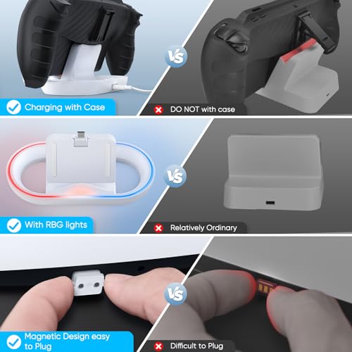 FASTSNAIL Charging Stand for PS Portal Compatible with Hard/Soft Cover, RGB Charge Station for TPU/EVA/Silicone Protective Case When Charging, Charge Holder for PlayStation 5 Portal (White) - Thumbnail 3