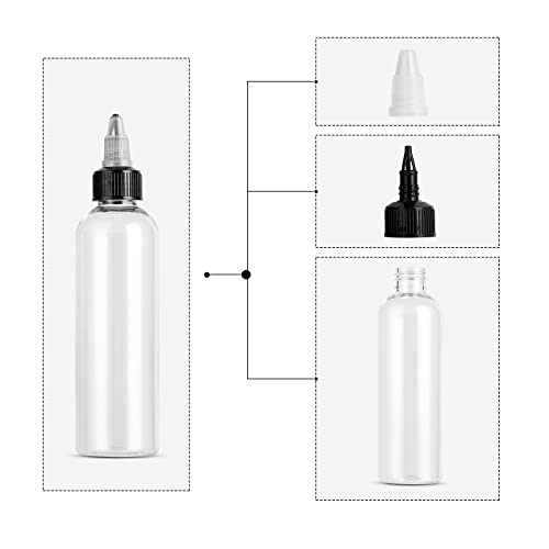 40 Pack Clear Dispensing Bottles, 4Oz Round Plastic Squeeze Bottle With Twist Top Caps For Oils/Liquids/Inks/Crafts, Kitchen And Food Grade Household #TOP2