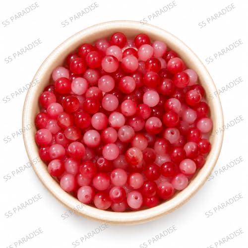 Image of SS Paradise 8mm Glass Jelly Dual Shade Beads (6 Colors 300 Pieces) for Jewellery Making | Round Loose Beads Strands for Necklace, (Set 4) Colour Subject to Availability !