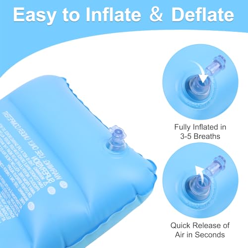 3 Pièces Oreiller de Flocage Gonflable Ultraléger Imperméable, Coussin Gonflable Floqué Doux Compressible avec 3 Sacs de Rangement, Oreiller de Plage Imperméable pour Voyage Camping Excursions – Image 4