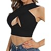LYANER-Womens-Cut-Out-Crisscross-Halter-Vest-Wrap-Crop-Top-Sexy-Cami-Tank-Tops LYANER Women's Plain Pullover Underwire Sleeveless Tank Crop Top Black Large