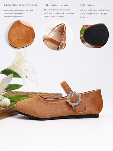 Girls Dress Shoes Ballerina Suede Flats Uniform Toddler Little Big Kid Mary Jane - Image 4