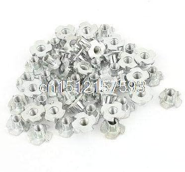 50Pcs 4 Prongs Carbon Steel Zinc Plated T-Nut Tee Nut M5 x 8mm