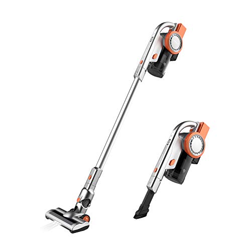 Cordless Vacuum Cleaner, 2 in 1 Stick and Handheld Vacuum Cleaner Lightweight Bagless Vacuum with 10Kpa Powerful Suction, LED Brush and Wall-Mount