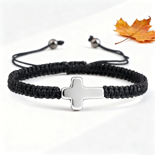 Set de 2 pulseras hombre Joshua 1:9 versículo Biblia miniatura 4