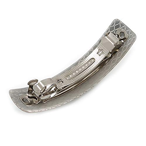 Miniatura 8 de Avalaya Pasador cuadrado acrílico con estampado de serpiente gris plateado en tono plateado, 3.543 in de largo, Plástico, Sin gemas.