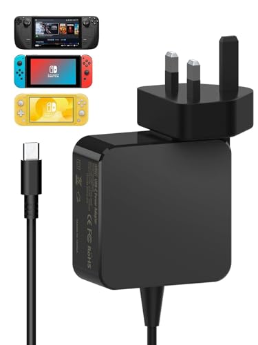 MJXYXCDH 45W Fast Charger for Nintendo Switch/Steam Deck Compatible with Switch/Steam Deck/Switch Lite/Switch OLED/Switch Dock/Switch Pro Controller Support TV Mode 5.9FT