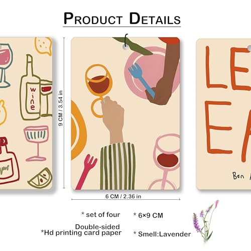 Image of Trendy Kitchen Bar Cart Lavender Air Freshener, Colorful Cheers Aesthetic Hanging Air Freshener 4 Pcs for Bar Pub Kitchen Cars Closet Drawer Books, Retro Car Accessories Mirror Decor for Women
