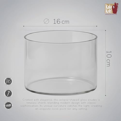 Image of KALAKRITI Cylindrical Shape Glass Flower Vase 6 Inch | Transparent Vase for Flowers, Indoor Plants & Table Centerpiece | Decorative Modern Glass Vase for Living Room, Office & Dining Table - Pack of 1
