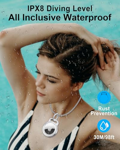 SCALLOP Air tag Neck lace, Titanium Aluminum Metal Air tag Neck lace,Adjustable 75cm Alloy Chain,Waterproof Hard Light Transparent PC for Apple Air tag4