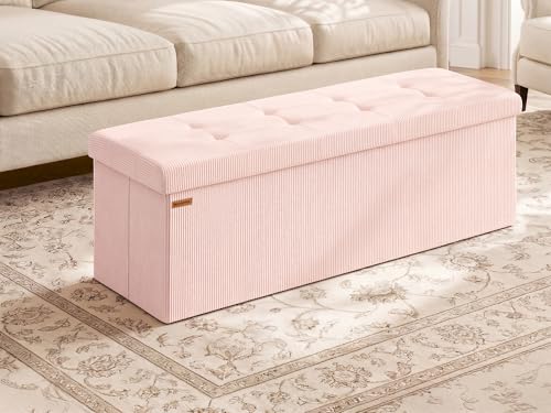 SONGMICS Ottoman Storage Bench, 43 Inch Foldable Foot Rest