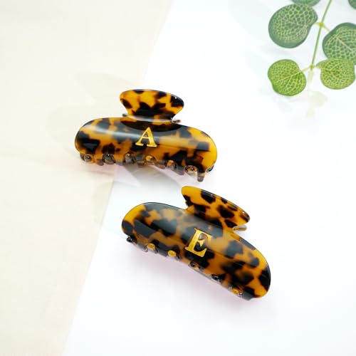 Image of Initial Cute Hair Clips - Tortoise Shell Letter Elegant Hair Claw Clips, Fashion Glitter Claw Clips Durable Hair Clips, Wedding Gift, Bridesmaid Gifts, Birthday Gifts, Christmas Gift, Letter E
