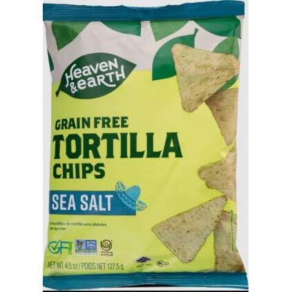 Heaven & Earth Sea Salt Seasoned Tortilla Chips, Grain Free, 4.5 Ounces (Pack Of 12)