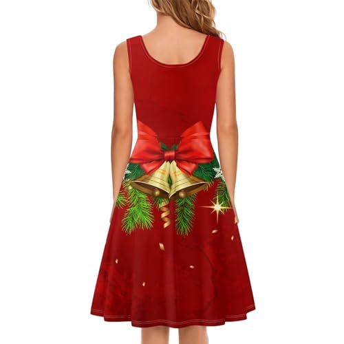 Image of TOADDITDO Women's Sleeveless O Neck Beach A-Line Party Coctail Tank Dresses Flared Sundress