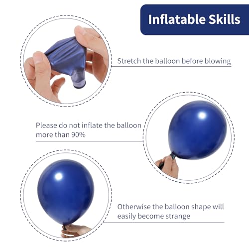Image of RUBFAC Graduation Balloons 129pcs, Navy Blue Balloon Different Sizes 18 12 10 5 Inch, Garland Arch Kit for Birthday Party Baby Shower Wedding Sports Holiday Decoration