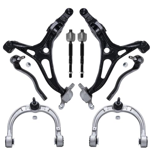 Image of Detroit Axle - 8pc Front End Suspension Kit for Mercedes-Benz ML350 GL450 GL550 GL350 ML320 ML500 GL320 ML550 ML450, 4 Upper Lower Control Arms 4 Inner Outer Tie Rods Replacement