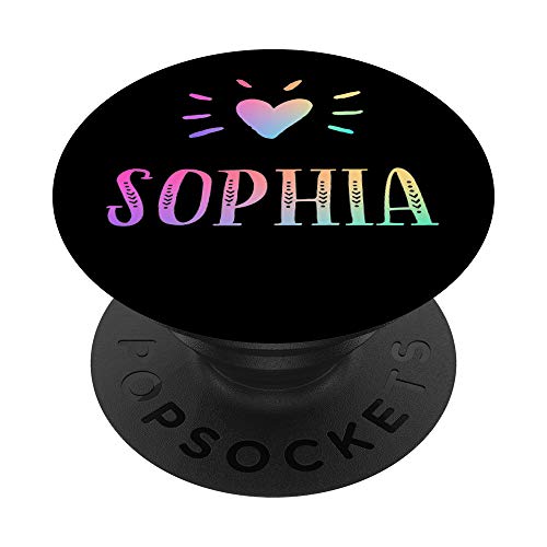 Sophia Gift Heart Rainbow Watercolor Love Name Sophia PopSockets PopGrip: Swappable Grip for Phones & Tablets