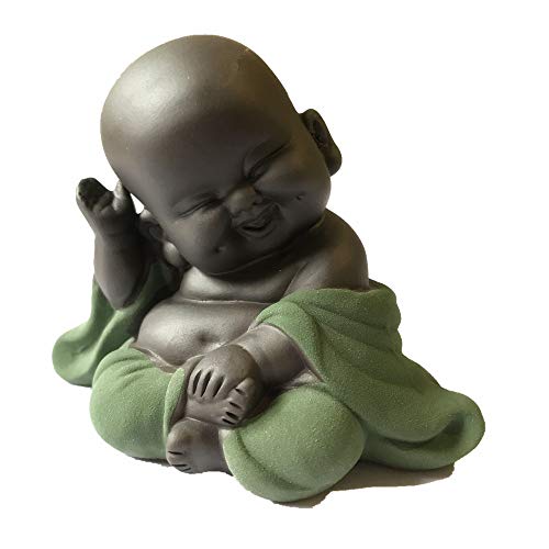 Estatua de Buda Cerámica Verde 2.8 pulgadas miniatura 6